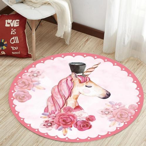 Rond Eenhoorn Vloerkleed / Kleed Tapijt Mat Vloermat Unicorn, Huis en Inrichting, Stoffering | Tapijten en Kleden, Nieuw, Rond