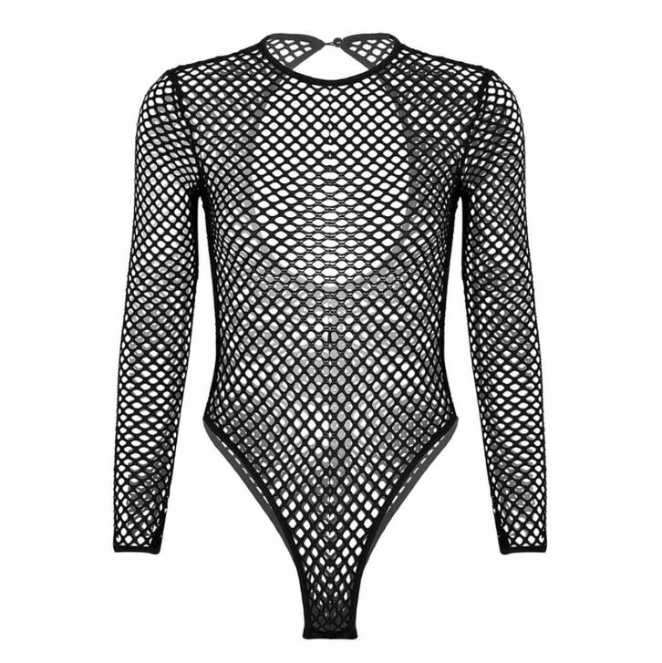 Zwarte fishnet bodysuit / dames catsuit pakje lingerie, Kleding | Dames, Ondergoed en Lingerie, Body of Korset, Zwart, Verzenden