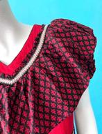 Vintage jaren 70 strokenjurk rood/zwart maat 36, Kleding | Dames, Jurken, Verzenden, Vintage, Knielengte, Maat 36 (S)