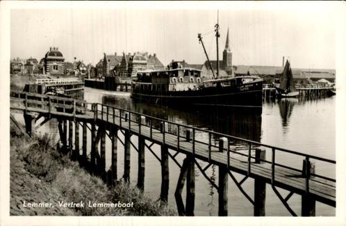 Vertrek Lemmersboot - Lemmer, Verzamelen, Ansichtkaarten | Nederland, Gelopen, Friesland, Voor 1920, Ophalen of Verzenden
