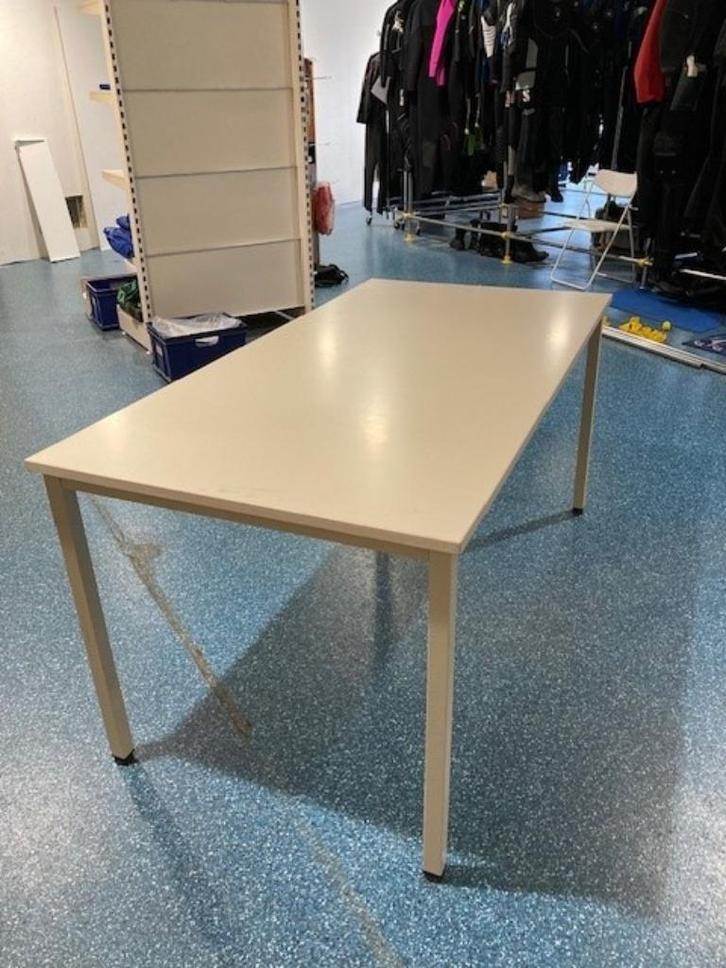 tafel, Huis en Inrichting, Tafels | Eettafels, Gebruikt, 50 tot 100 cm, 100 tot 150 cm, Rechthoekig, Overige houtsoorten, Metaal