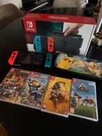 Nintendo Switch met 4 games en nieuwe accu, Ophalen of Verzenden, Gebruikt