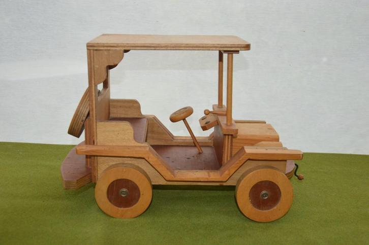 Grote houten ` Dagobert Duck ` auto / oldtimer, 41 cm lang, Kinderen en Baby's, Speelgoed | Houten speelgoed, Gebruikt, Overige typen