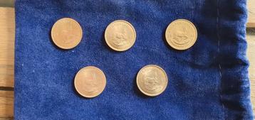 5 x gouden 1/10oz Krugerrand 1981-'82 beschikbaar voor biedingen