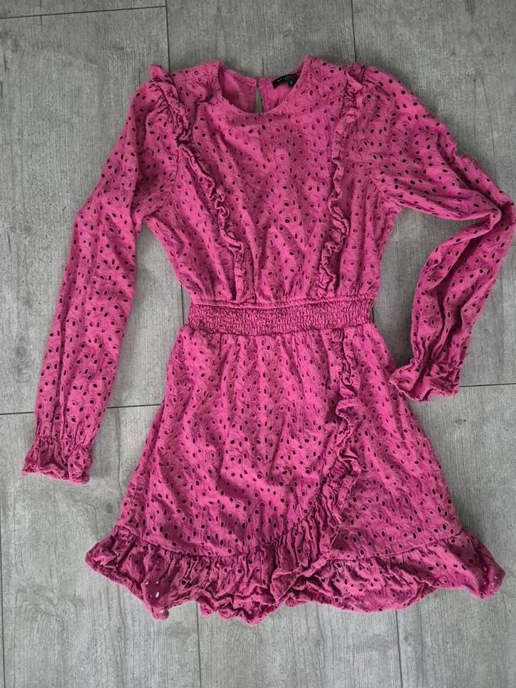 Roze jurk  van My Jewellery met ruches - Maat S, Kleding | Dames, Jurken, Zo goed als nieuw, Maat 36 (S), Roze, Boven de knie