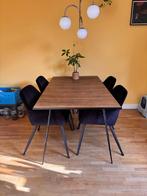 Houten eettafel met zwart metalen onderstel, Huis en Inrichting, Tafels | Eettafels, 150 tot 200 cm, Ophalen of Verzenden, Zo goed als nieuw