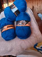 6 Grote bollen blauwe wol  van het merk 'Saskia', Ophalen of Verzenden, Nieuw, Breien of Haken, Wol of Garen