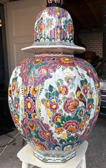 Delft Polychrome Dekselpot - Prachtig Decoratief beschikbaar voor biedingen