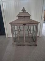 Houten Lantaarn met Ingebouwde Lamp, Huis en Inrichting, Lampen | Hanglampen, Ophalen, 50 tot 75 cm, Glas, Landelijk