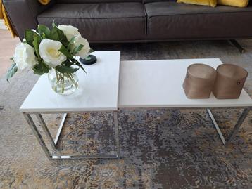 Salontafel set wit hoogglans / Chroom onderstel l  beschikbaar voor biedingen