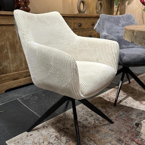 Magazijn Leegverkoop Set 6 draai-eetstoelen ribstof metaal, Huis en Inrichting, Stoelen, Nieuw, Vijf, Zes of meer stoelen, Hout