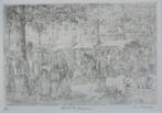 J.van Schooten 1870-1933.Vee markt te Hilversum., Antiek en Kunst, Kunst | Etsen en Gravures, Ophalen of Verzenden