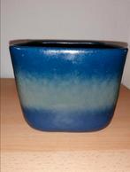 bloempot blauw grijs groen vierkant keramiek 13cm hoog, Ophalen of Verzenden