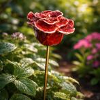 Handgemaakte keramische roos voor tuin of interieur, Tuin en Terras, Ophalen of Verzenden, Nieuw, Overige materialen, Overige typen