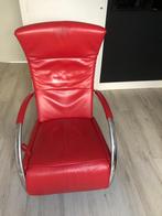 Relaxfauteuil Rood in goede staat, Huis en Inrichting, Fauteuils, Ophalen, Gebruikt, Minder dan 75 cm, Metaal