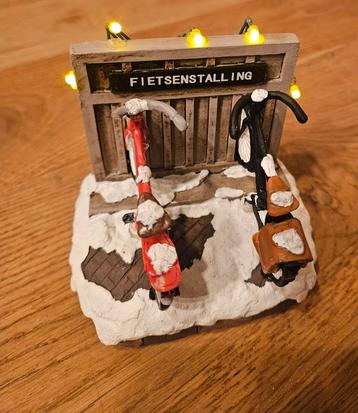 Kerstdorp Fietsenstalling met Verlichting kerst fietsen beschikbaar voor biedingen