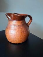 Vintage terracotta lederen pot pitcher jaren '50 '60, Antiek en Kunst, Antiek | Keramiek en Aardewerk, Ophalen of Verzenden