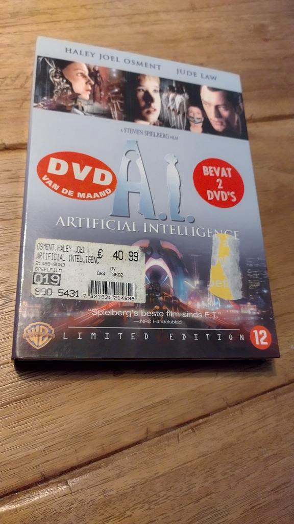 Ai dvd artificial intelligence limited edition, Cd's en Dvd's, Dvd's | Avontuur, Zo goed als nieuw, Alle leeftijden, Ophalen of Verzenden