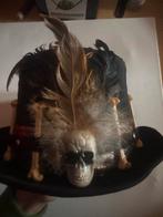 Steampunk Hoed met Doodskop en Veren, Ophalen of Verzenden, Gedragen, One size fits all, Hoed