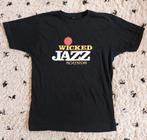 WICKED JAZZ SOUNDS Label T Shirt M Black 00s Y2K Tour LP Bop, Ophalen of Verzenden, Zo goed als nieuw, Kleding