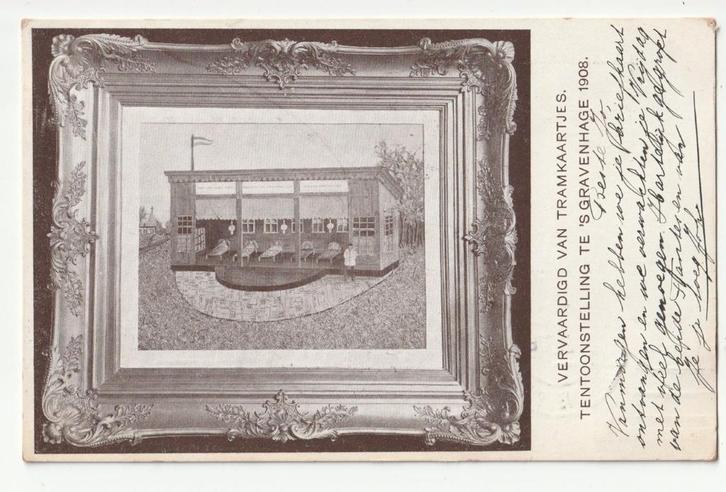 Ansichtkaart schilderij van tramkaartjes 1908, Verzamelen, Ansichtkaarten | Themakaarten, Gelopen, Voor 1920, Overige thema's