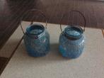 -2 Luxe GeKrakkeleerde glazen met handvat Prijs voor samen, Ophalen of Verzenden, Blauw, Aardewerk of Porselein, Minder dan 50 cm