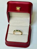 18 karaat gouden ring met smaragd en natuurlijke VS diamant!, Ophalen of Verzenden, 17 tot 18, Met edelsteen, Dame