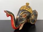 Olifant Hoofd Hout 19cm 24cm 2 Stuks, Antiek en Kunst, Ophalen of Verzenden
