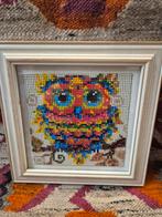 Kleurrijke Diamant Schildering Uil in Lijst, Ophalen of Verzenden