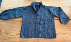 Zelf gebreid blauw wollen vest met knopen en kraag, Ophalen of Verzenden, Nieuw, Maat 42/44 (L), Blauw
