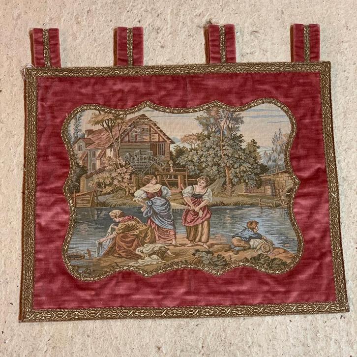 Wandkleed gobelin middeleeuws wassende vrouwen 54/45, Huis en Inrichting, Woonaccessoires | Wanddecoraties, Gebruikt, Ophalen of Verzenden