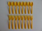 Set van 8 gele vorken en lepels wegwerp bestek camping, Ophalen of Verzenden, Zo goed als nieuw, Overige typen, Pasen