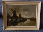 Olieverf op doek Molens bij een vaart A vd Karbargeboer, Ophalen of Verzenden