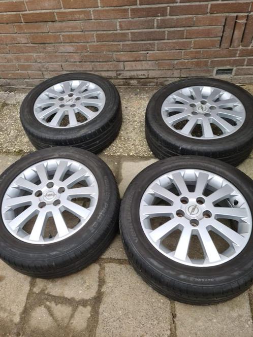 4x Opel lichtmetalen velgen met banden (205/55 R16 91V), Auto-onderdelen, Banden en Velgen, Band(en), Zomerbanden, 16 inch, 205 mm