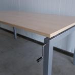 Slinger zit-zit bureau, Alu , Ahorn blad, 160x80 cm, BR51, Ophalen of Verzenden, In hoogte verstelbaar, Gebruikt, Bureau