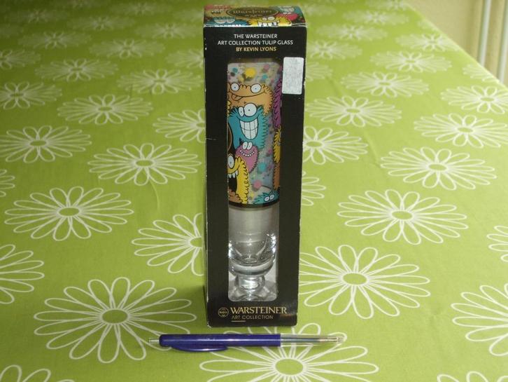 Warsteiner - Kevin Lyons - bierglas + doos, Verzamelen, Biermerken, Zo goed als nieuw, Glas of Glazen, Overige merken, Ophalen of Verzenden