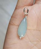 zilveren hanger met natuurlijke Chalcedoon steen zilver 925, O.T., Overige voorstellingen, Blauw, Nieuw
