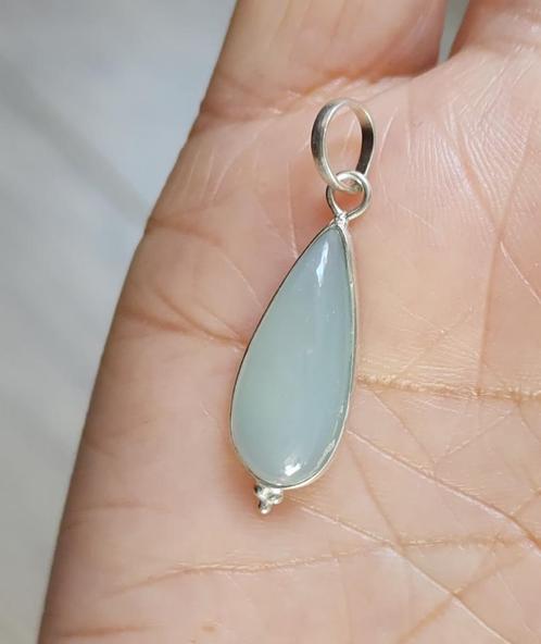 zilveren hanger met natuurlijke Chalcedoon steen zilver 925, Sieraden, Tassen en Uiterlijk, Kettinghangers, Nieuw, Zilver, Blauw