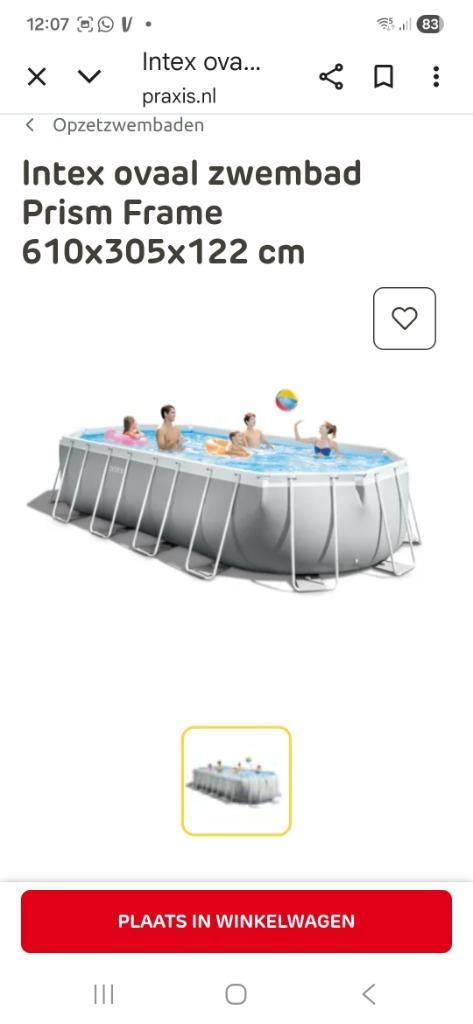 Zwembad Intex prism 610x305x122 ZGAN, Tuin en Terras, Zwembaden, Zo goed als nieuw, Opzetzwembad, 120 cm of meer, 400 cm of meer