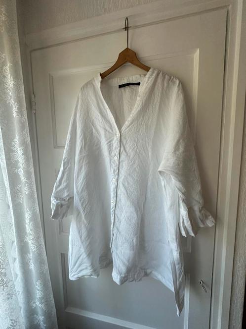s chique oversized wit linnen tuniek blouse Marina Rinaldi, Kleding | Dames, Blouses en Tunieken, Zo goed als nieuw, Maat 42/44 (L)