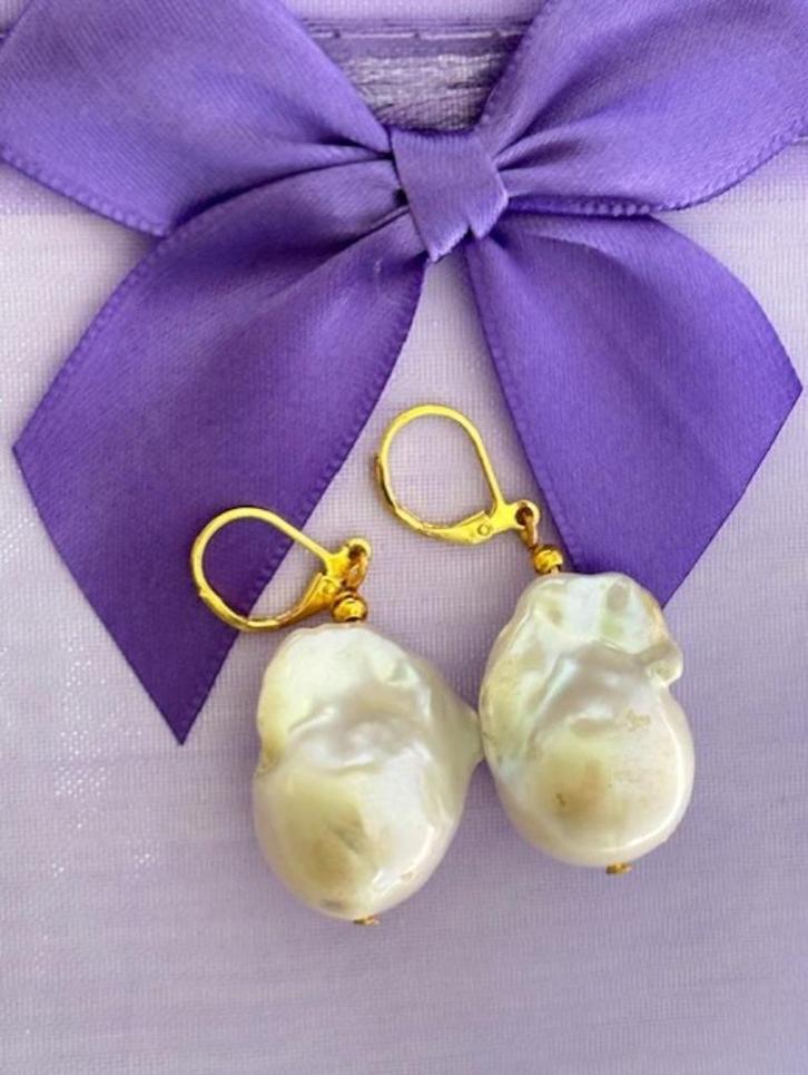 Parel Oorbellen Enorm Zuidzee Barok Edison Parels Goud, Sieraden, Tassen en Uiterlijk, Oorbellen, Nieuw, Hangers, Overige materialen