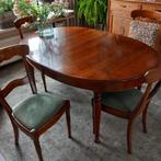 Gratis tafel ovaal mahoniehout 155x11075 met 4 stoelen, 100 tot 150 cm, 150 tot 200 cm, Zo goed als nieuw, Mahoniehout