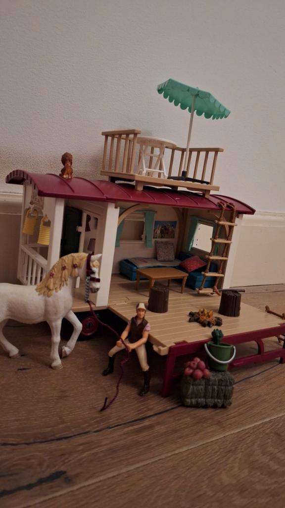Schleich Woonwagen - Complete Set!, Kinderen en Baby's, Speelgoed | Poppen, Zo goed als nieuw, Overige typen, Ophalen of Verzenden