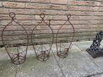Brocante gietijzer plantenhangers 3x, Tuin en Terras, Tuinwanddecoratie, Ophalen, Gebruikt