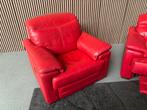 GRATIS LEVERING 2x Relaxfauteuil Montel Leer Rood ZGAN, Ophalen of Verzenden, Zo goed als nieuw, 75 tot 100 cm, Leer