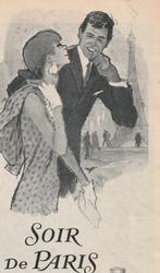 Retro reclame 1966 Bourjois Soir de Paris parfum flesjes, Verzenden, Overige typen