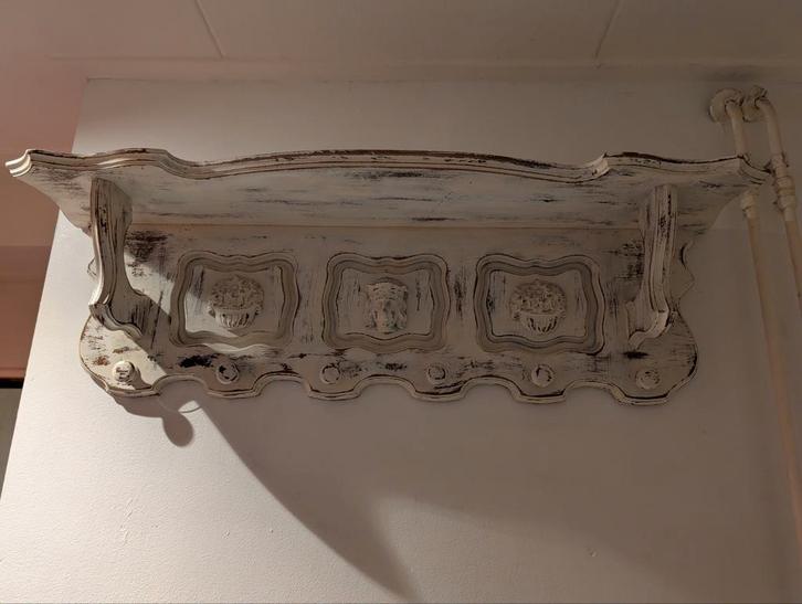Vintage Wandkapstok met plank, Huis en Inrichting, Woonaccessoires | Kapstokken, Gebruikt, Wandkapstok, Minder dan 100 cm, Hout