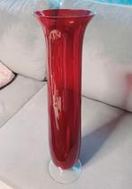 grote vintage robijnrode handgeblazen vaas 60 cm, Ophalen of Verzenden