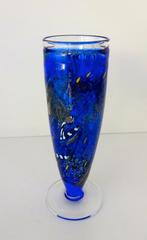 Glazen vaas helder blauw gekleurde accenten Kosta Boda 3879-, Antiek en Kunst, Antiek | Glas en Kristal, Ophalen of Verzenden
