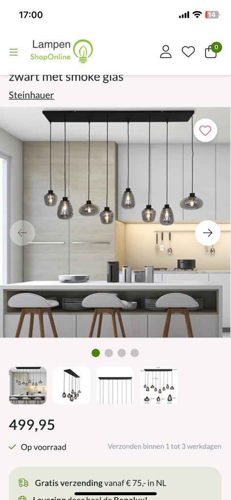 Moderne Hanglamp met meerdere lampen, Huis en Inrichting, Lampen | Hanglampen, Zo goed als nieuw, 50 tot 75 cm, Glas, Ophalen of Verzenden